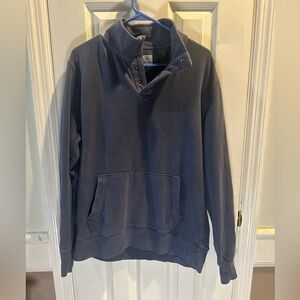 American Eagle Men’s 1/4 Snap‎ Mock Neck Sweatshirt Blue Med Super Soft